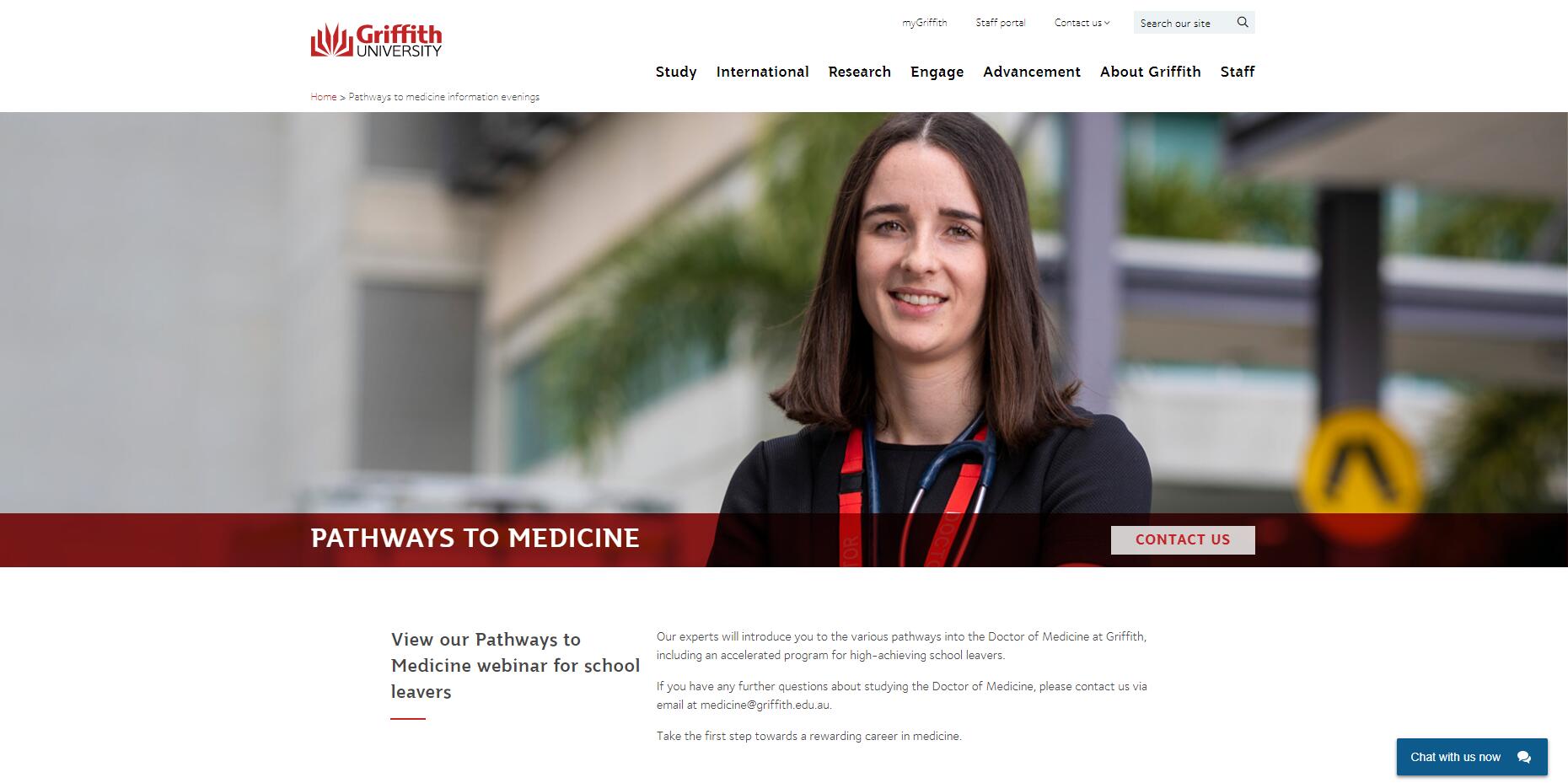 Pathways to medicine information evenings - Griffith University